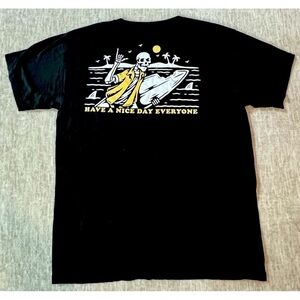 Call Your Mother Men’s Large Surfing Skeleton Graphic T Shirt graphic tee Black